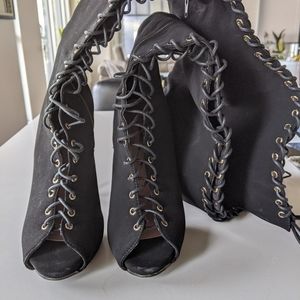 Thigh high lace up Boots